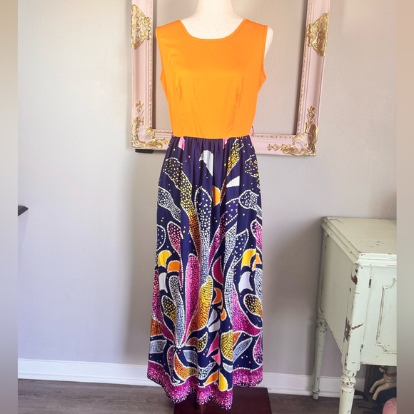 Vintage Sears Sleeveless Maxi Dress w/Pocket - Picture 1 of 10